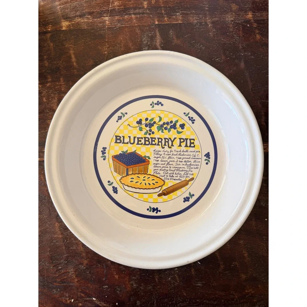 Over and Back Pie Dish 10in White Excellent Blueberry Recipe Farmhouse Cottage